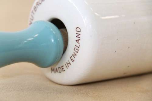 A stunning vintage ceramic "Nutbrown" rolling pin made in England in amazing condition