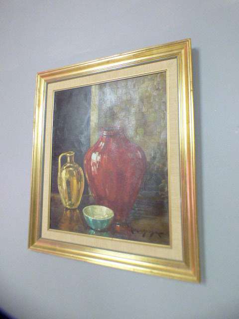 An incredible original signed & framed Carlos Sdoya (1914 - 1996) oil on board still life painting