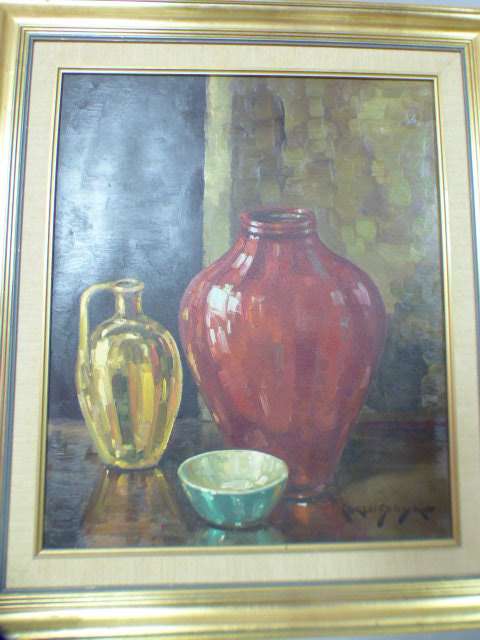 An incredible original signed & framed Carlos Sdoya (1914 - 1996) oil on board still life painting