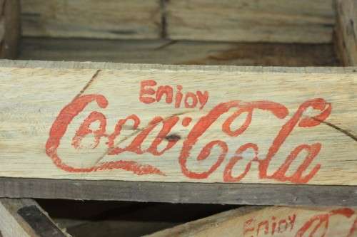 Two wonderful "Coca-Cola" branded wooden crates w/ metal re-enforced sides & carry handles bid/crate