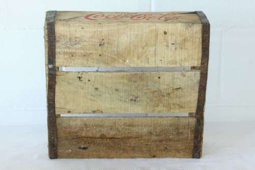 Two wonderful "Coca-Cola" branded wooden crates w/ metal re-enforced sides & carry handles bid/crate
