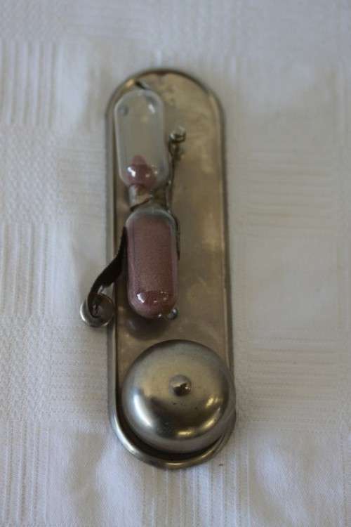 An extremely rare vintage "mid-century" German made "Kosta" steel egg timer with hourglass