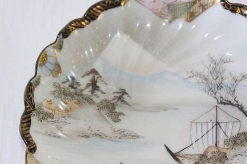 Two rare antique Japanese "translucent" porcelain teacups and saucers with amazing hand painted work