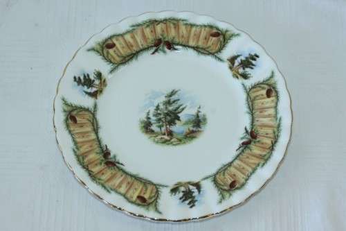 An incredibly rare vintage "Royal Albert" Knotty Pine trio, including teacup, saucer & cake plate