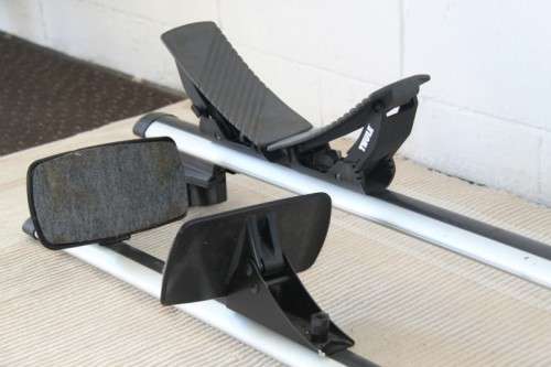 Two sets of amazing Thule lightweight aluminium kayak roof racks with accessories in great condition
