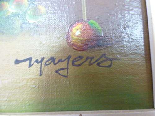 Beautiful signed and framed Mayers still life oil painting in very good condition.Fabulous! RS17Sale