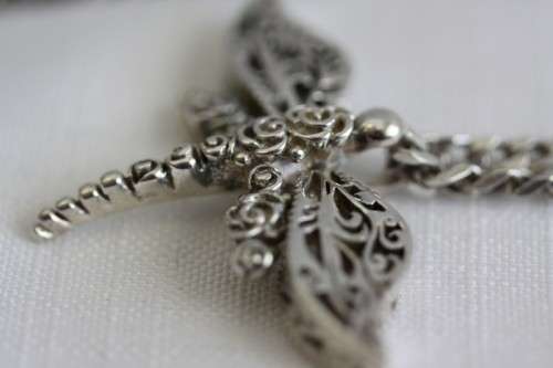 An exquisite original "Jenna Clifford" sterling silver "Dragonfly" pendant (Rose Collection) & chain