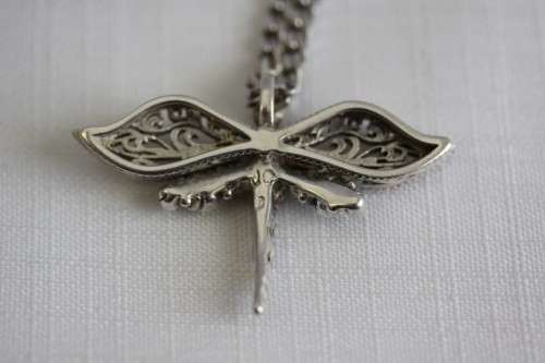 An exquisite original "Jenna Clifford" sterling silver "Dragonfly" pendant (Rose Collection) & chain