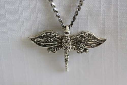 An exquisite original "Jenna Clifford" sterling silver "Dragonfly" pendant (Rose Collection) & chain