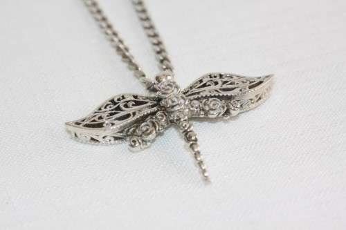 An exquisite original "Jenna Clifford" sterling silver "Dragonfly" pendant (Rose Collection) & chain