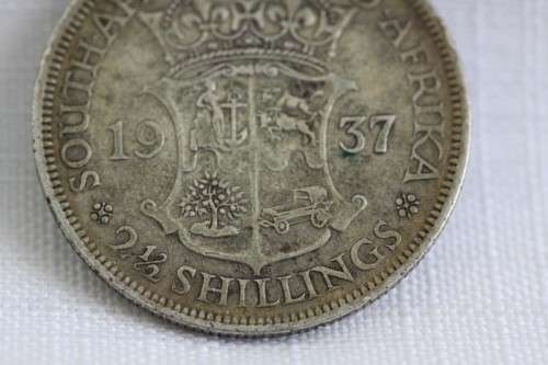 An amazing 1937 South African 2 1/2 shilling silver coin