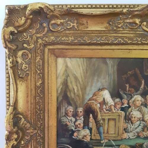 A magnificent original signed "R. De Greef" oil on board painting in an superb antique gild frame