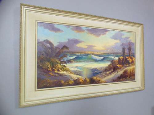 A spectacular original framed and signed L Albertyn (1931-2011) oil on board beach scene painting!!