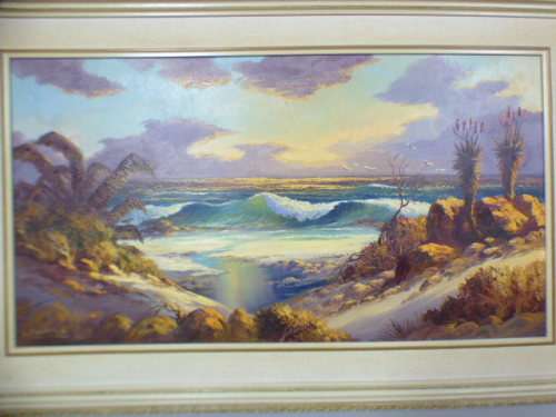 A spectacular original framed and signed L Albertyn (1931-2011) oil on board beach scene painting!!