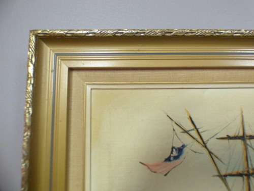 A beautiful signed and framed "V Vaseo" oil painting of a sailing ship in gorgeous condition
