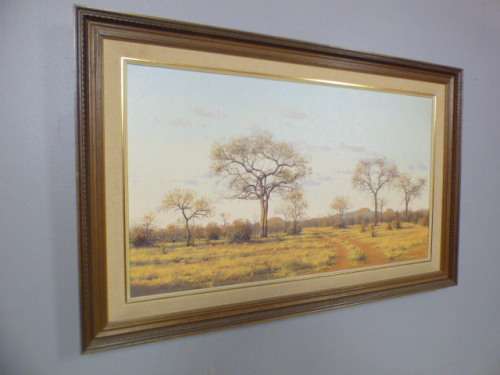 An incredible original signed and framed "Francois Koch" Karoo bush veld landscape oil painting