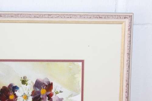 A beautifully painted framed original signed watercolour painting of a vase of Cosmos RS17
