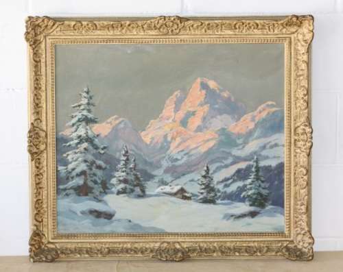 An beautiful original signed R. Gerson oil on canvas painting in a ornate antique gilded frame