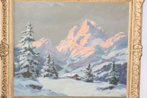 An beautiful original signed R. Gerson oil on canvas painting in a ornate antique gilded frame