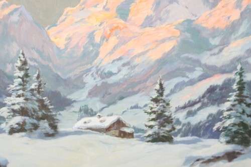 An beautiful original signed R. Gerson oil on canvas painting in a ornate antique gilded frame