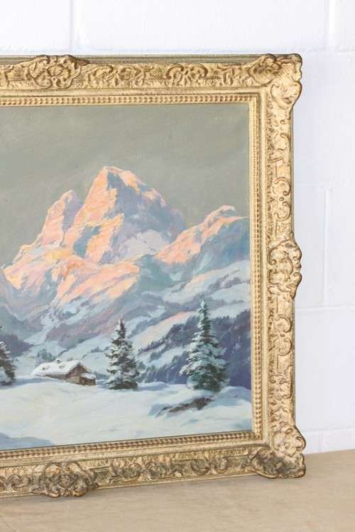 An beautiful original signed R. Gerson oil on canvas painting in a ornate antique gilded frame