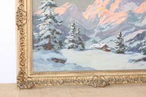 An beautiful original signed R. Gerson oil on canvas painting in a ornate antique gilded frame