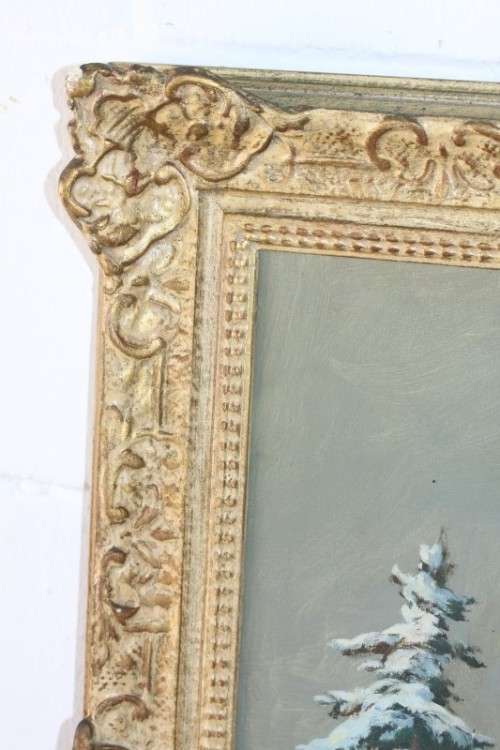 An beautiful original signed R. Gerson oil on canvas painting in a ornate antique gilded frame