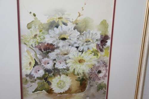 An exquisitely painted framed original signed watercolour painting of a vase of flowers RS17