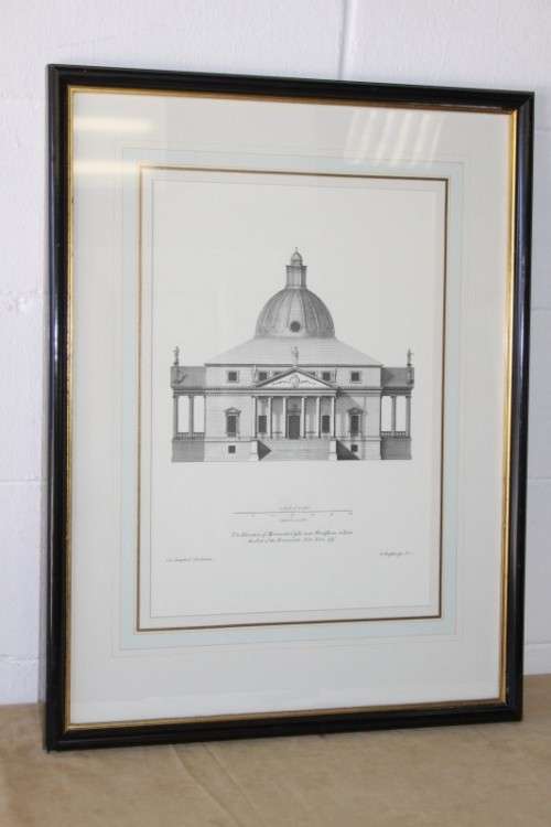 A superb architectural framed print titled "The elevation of Merenworth Castle near Maidstone" RS17