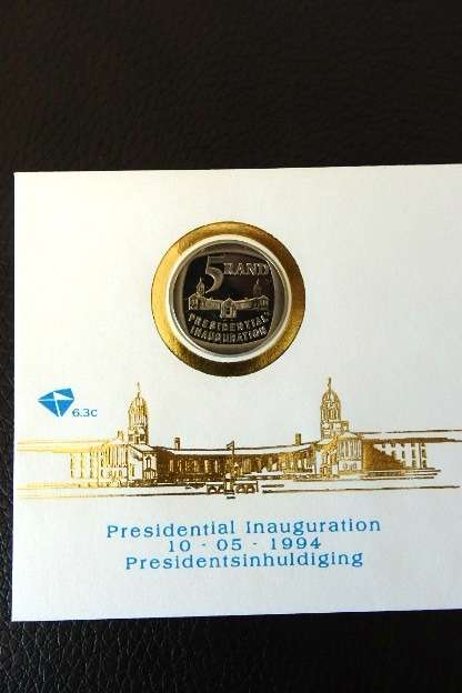 Both RSA 1994 first day covers from the Presidential Inauguration of Nelson Mandela - incl. R5 coin!