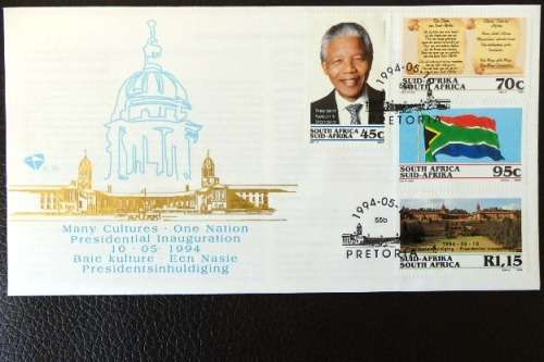Both RSA 1994 first day covers from the Presidential Inauguration of Nelson Mandela - incl. R5 coin!
