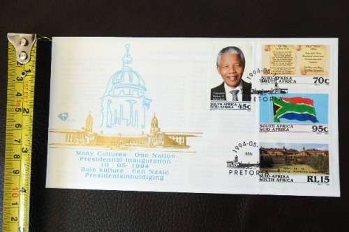 Both RSA 1994 first day covers from the Presidential Inauguration of Nelson Mandela - incl. R5 coin!