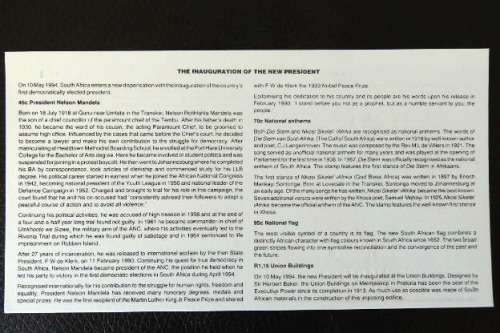 Both RSA 1994 first day covers from the Presidential Inauguration of Nelson Mandela - incl. R5 coin!
