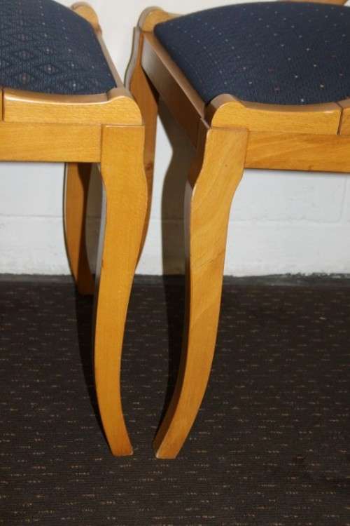 Eight superb yellow wood & walnut burr dining room chairs with awesome carvers - price/chair