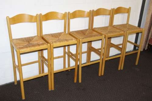 Awesome yellow wood "bentwood back" bar chairs with wicker seats in excellent condition - Stunning;