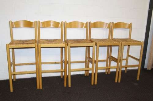 Awesome yellow wood "bentwood back" bar chairs with wicker seats in excellent condition - Stunning;