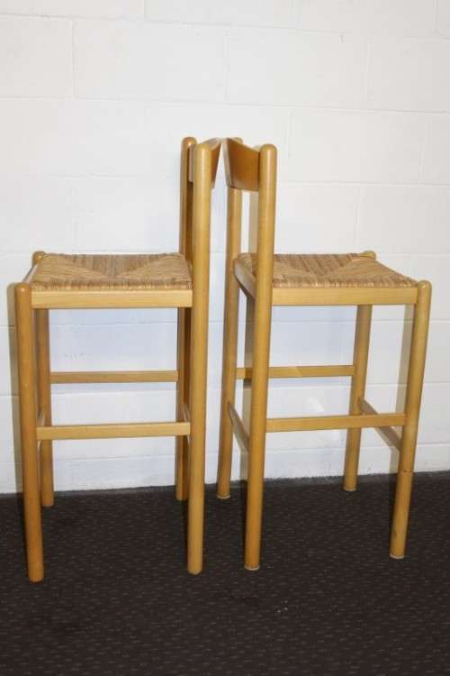 Awesome yellow wood "bentwood back" bar chairs with wicker seats in excellent condition - Stunning;