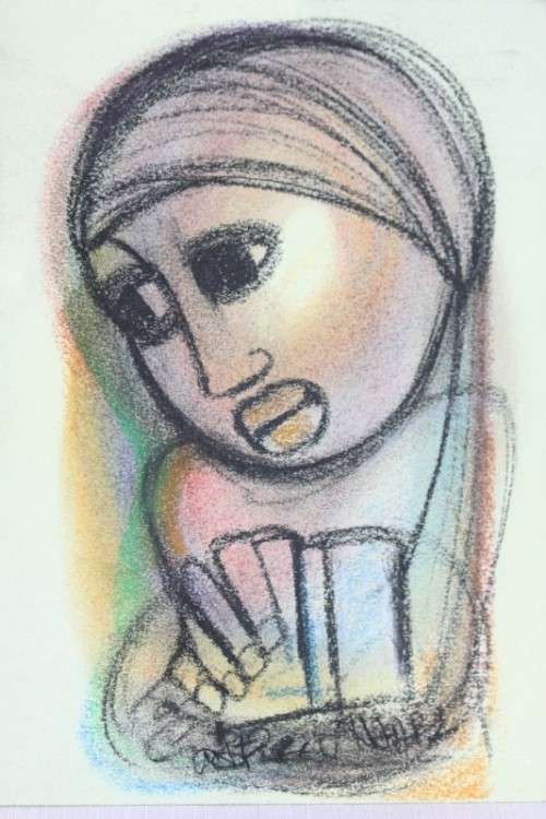 A superb original unframed "Godfrey Ndaba" expressionism mixed media drawing