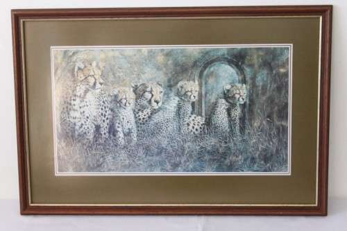 Incredible print of a group of cheetahs in the wild - stunningly framed behind glass - RS17Sale