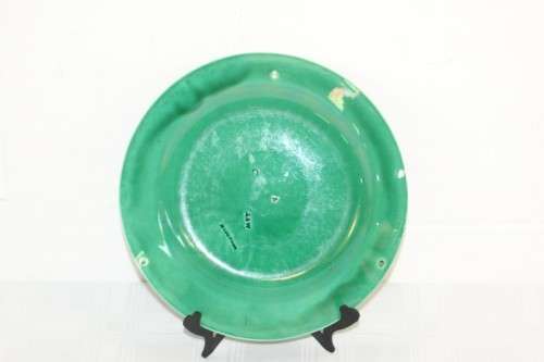 A superb rare 1930's Wedgwood "Majolica" green cabbage-leaf embossed porcelain collectable plate