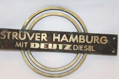 An amazing rare mid-century German made solid brass "Struver Hamburg Mit Deutz Diesel" engine plaque