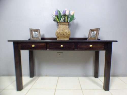 Spectacular wood buffet console/hall table with three spacious drawers in remarkable condition