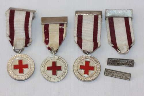 Three amazing "The South African Red Cross Society" ribboned medal - proficiency medallion.