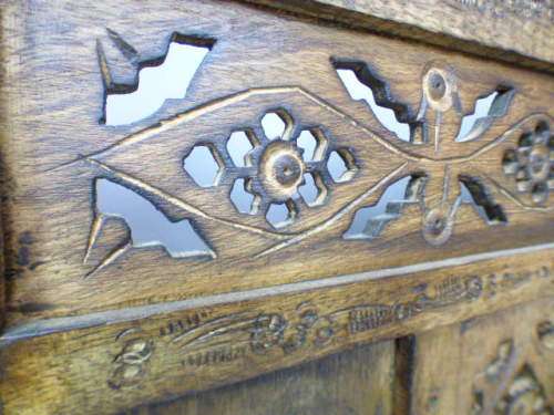 A magnificent antique solid teak 4-panel room divider w/ exquisite hand carved detailing! Gorgeous!