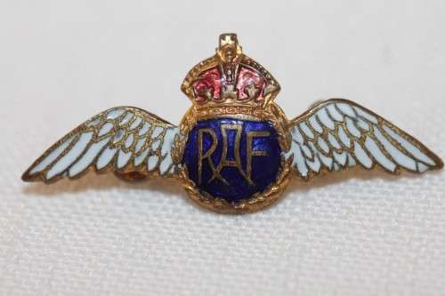 A magnificent (c.1935) Royal Air Force "pilot wings" enameled sweetheart brooch/ pin