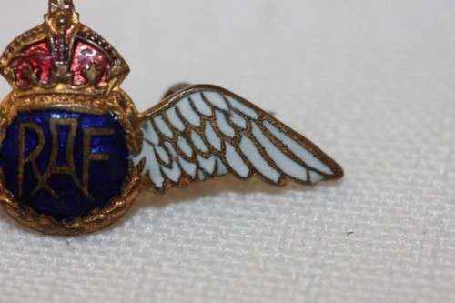 A magnificent (c.1935) Royal Air Force "pilot wings" enameled sweetheart brooch/ pin
