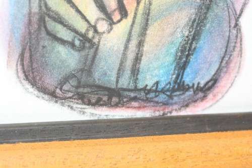 Awesome original framed Godfrey Ndaba expressionism mixed media drawing - RS17Sale