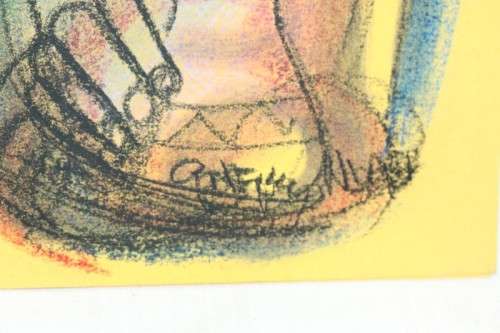 Amazing original unframed Godfrey Ndaba expressionism mixed media drawing - Flower vase - RS17Sale