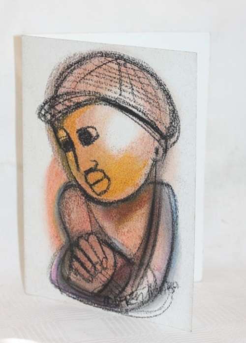 Fantastic original unframed Godfrey Ndaba mixed media drawing - African hand Piano - RS17Sale