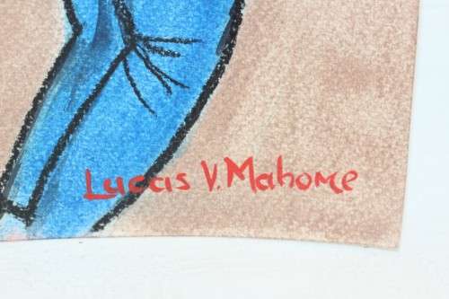 Awesome original signed unframed "Lucas V. Mahome" watercolour painting of a flute player - RS17Sale